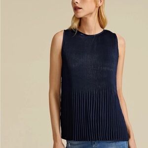 Navy Sleeveless Pleated Top 5 for $25
